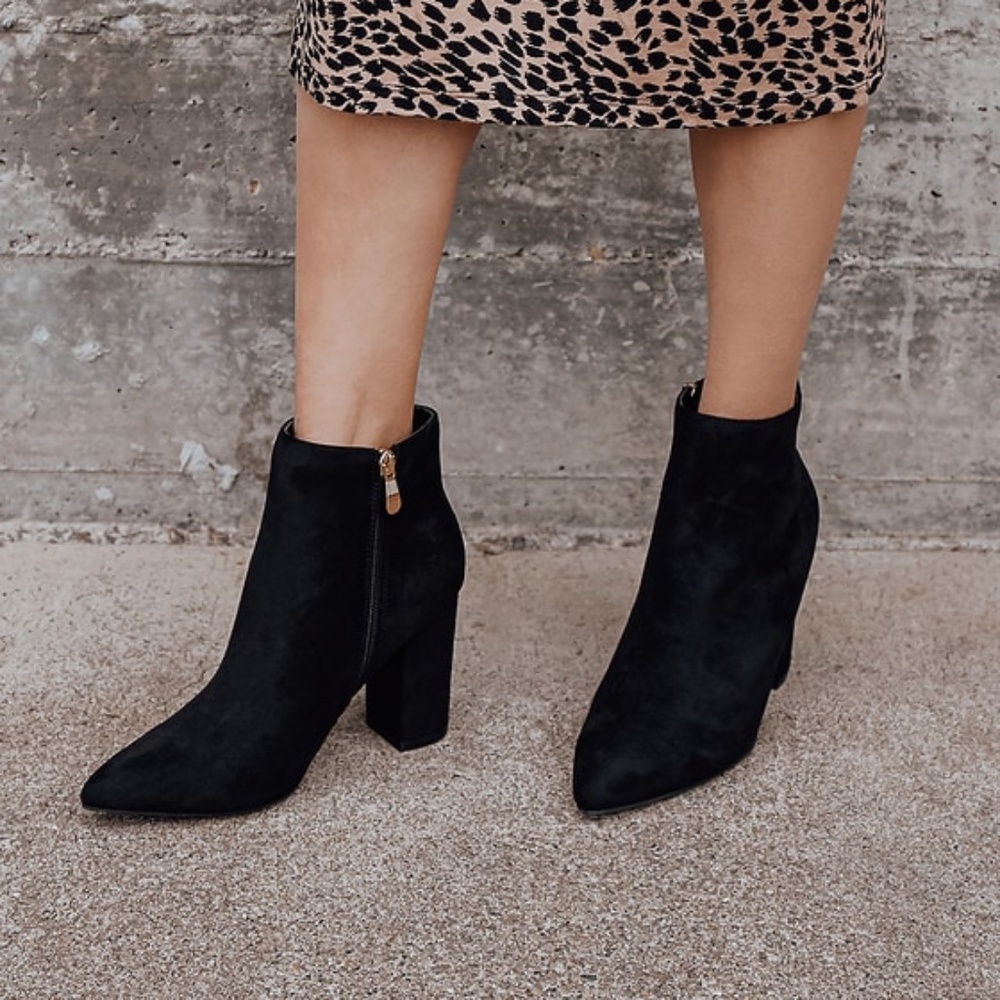 Ottava Black Suede High Heel Booties